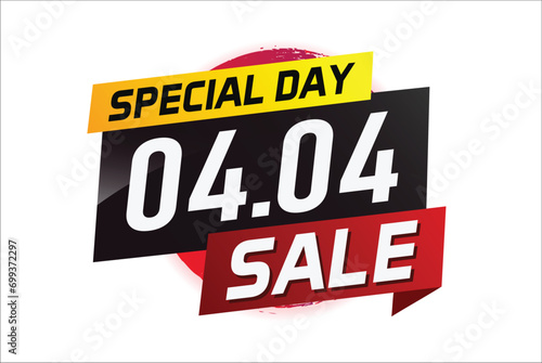 4.4 Special day sale word concept vector illustration with ribbon and 3d style for use landing page, template, ui, web, mobile app, poster, banner, flyer, background, gift card, coupon	