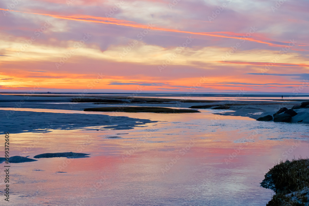 Fototapeta premium Sunset landscape of Paine’s creek beach Cape Cod MA USA