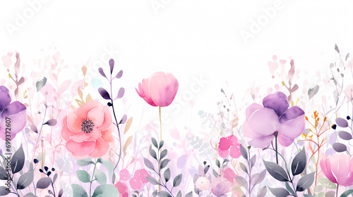 Wallpaper Mural Floral frame with watercolor flowers, decorative floral background pattern Torontodigital.ca