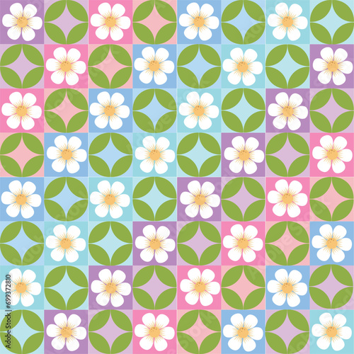 floral patterns in squares for backgrounds, wallpaper, fabric, wrapping, etc