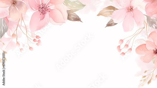 Floral frame with watercolor flowers, decorative floral background pattern