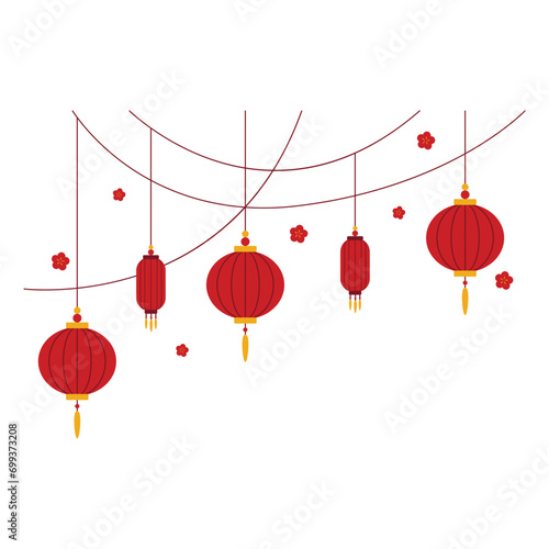Chinese lantern decoration. Chinese lunar new year festival decorative elements.
