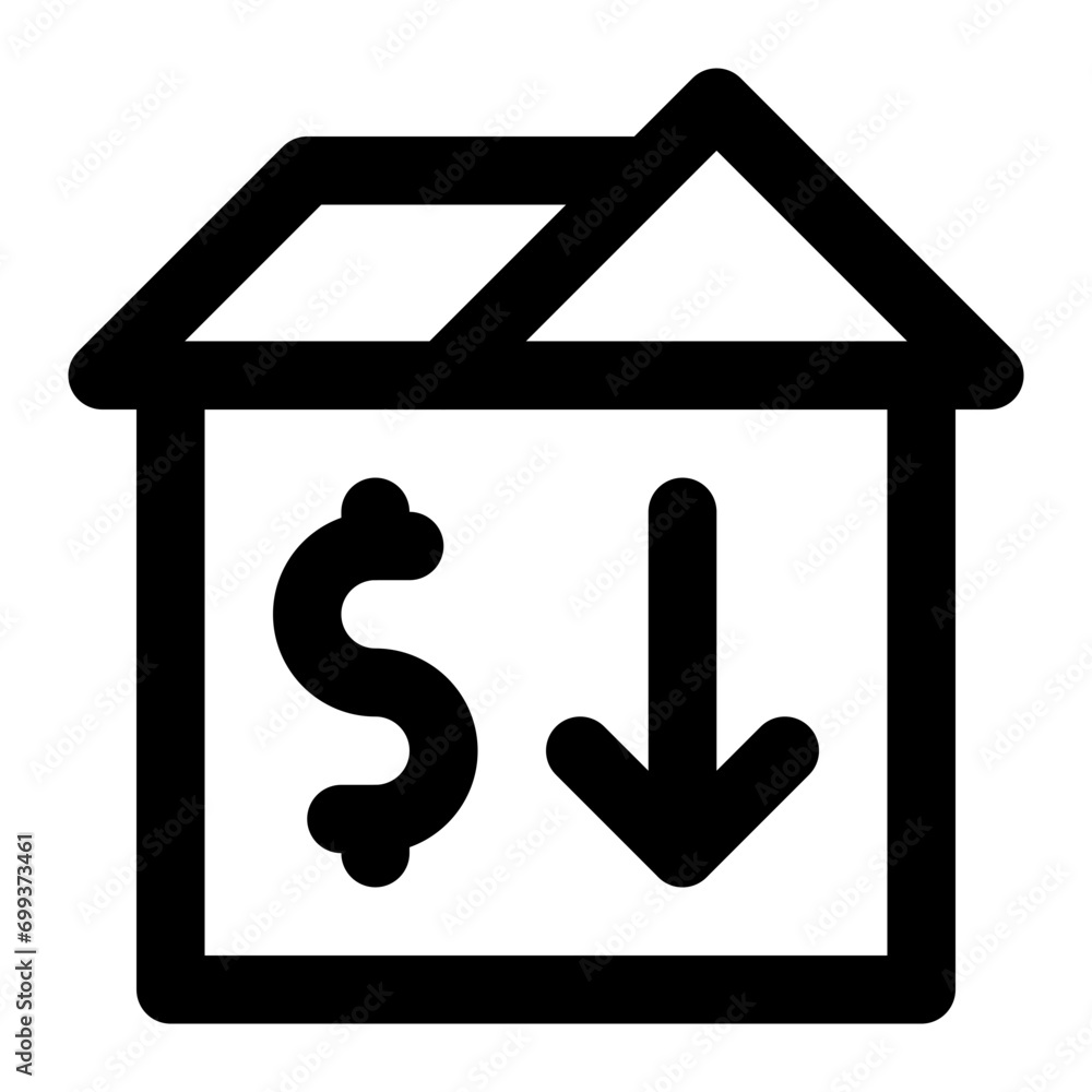 Cheap house icon with outline style. Cheap house icon with outline style.