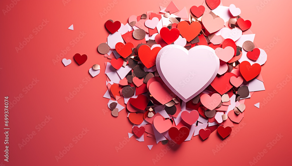Love and romance in heart shaped abstract decoration generated by AI