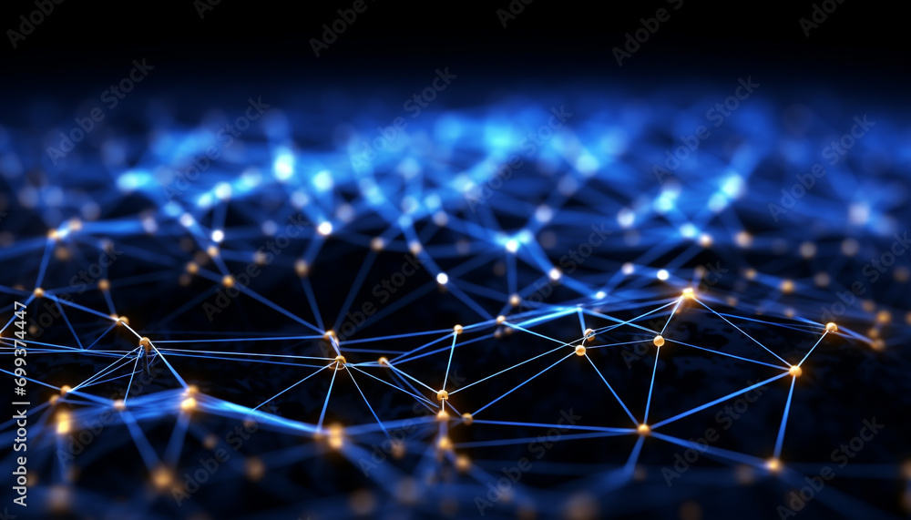 Abstract technology backgrounds in blue, futuristic communication connection generated by AI Abstract technology backgrounds in blue, futuristic communication connection generated by AI