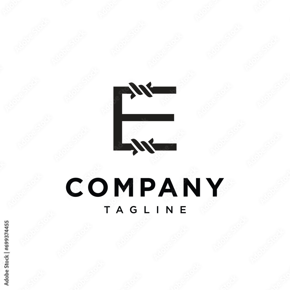 Naklejka premium Letter E Fence Thorns Logo icon vector template.eps