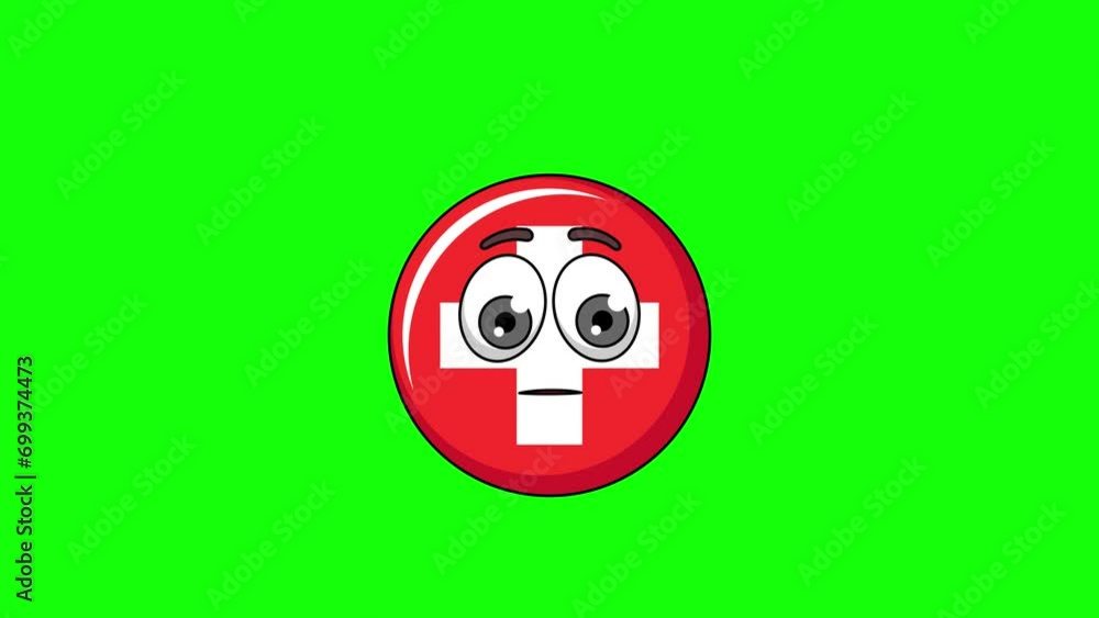 flag of swiss character with a raised eyebrow, skeptic's face