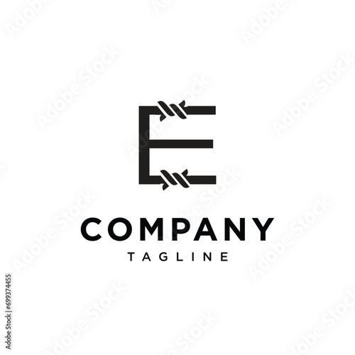 Letter E Fence Thorns Logo icon vector template.eps