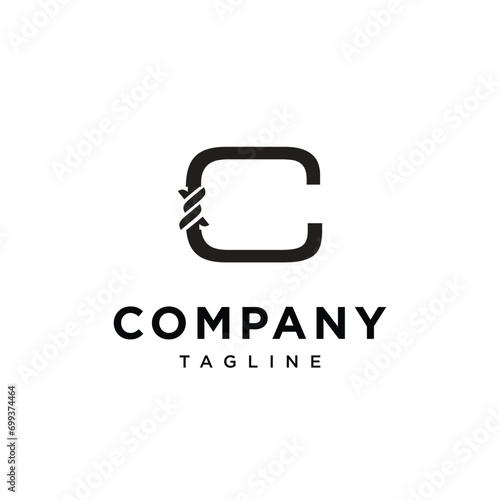 Letter C Fence Thorns Logo icon vector template.eps