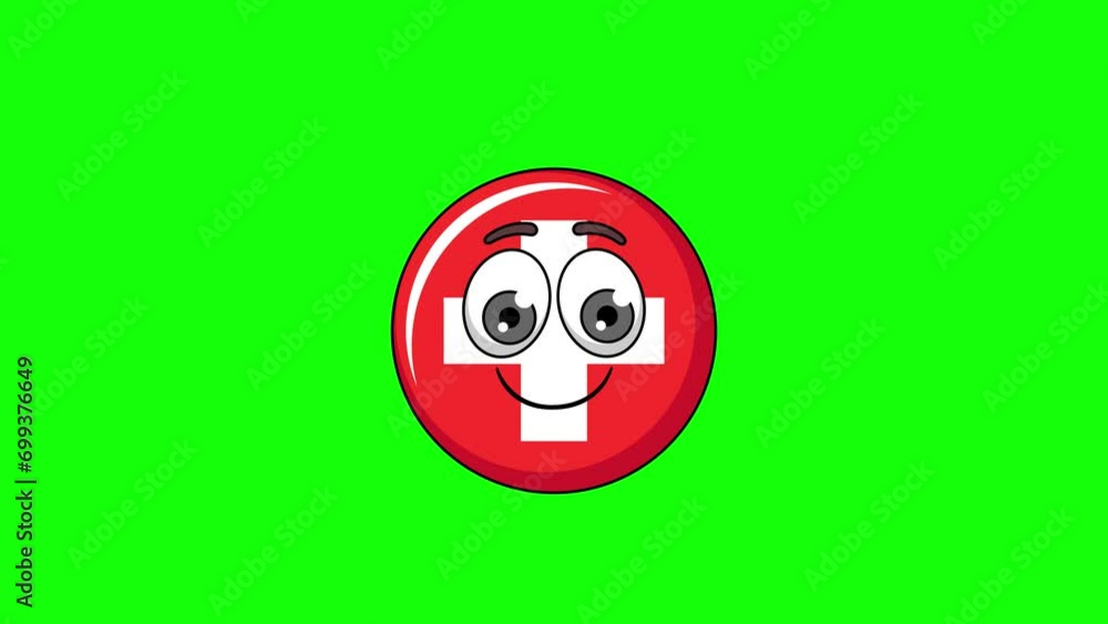 flag of swiss emoticon emoji with a face savoring food, cartoon animation flag of swiss emoticon emoji with a face savoring food, cartoon animation