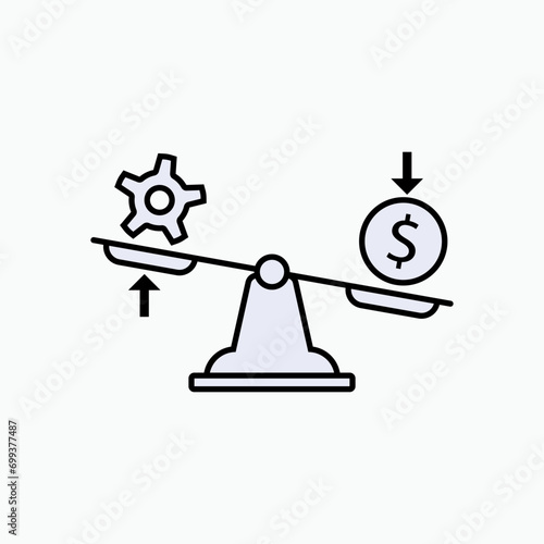 Low Budget Expenses Icon. Sign & Symbol of Economics Principles - Vector. 