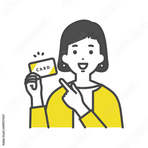 カードを持つ女性　Woman holding a card	
