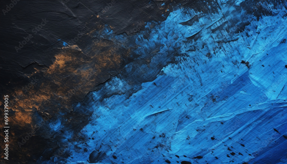 Abstract blue backdrop with grunge paint and old material generated by AI