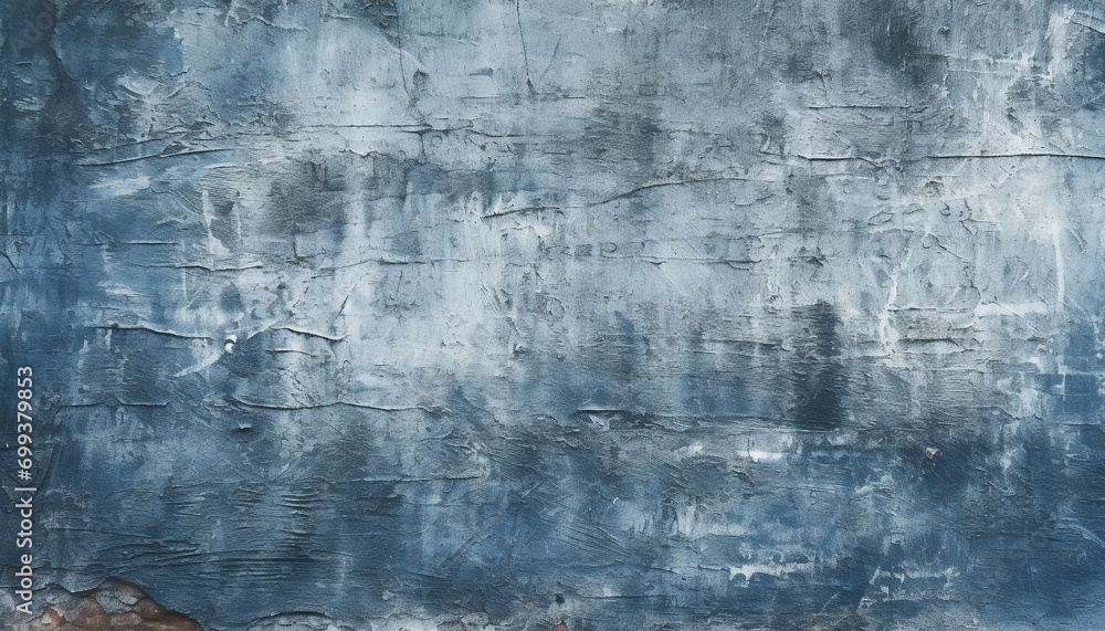 Abstract blue pattern on old, dirty, weathered wall generated by AI