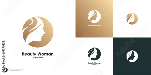Luxury woman face beauty logo design inspiration