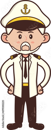 Sticker of Ship's Captain in White Uniform and Sailor's Hat