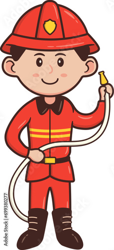 Firefighter Profession Avatar Holding a Water Hose photo