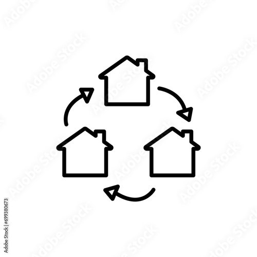 House exchange outline icons, minimalist vector illustration ,simple transparent graphic element .Isolated on white background