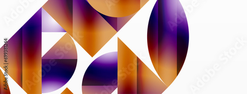 Serene gradient template. Circles and triangles mingle in minimalist perfection. Gentle fusion of forms and hues creates balanced yet captivating backdrop, embodying modern sophistication