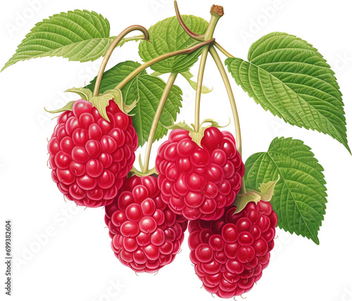 Raspberries isolated on transparent background. PNG