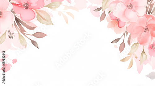 Floral frame with watercolor flowers, decorative floral background pattern © feeng