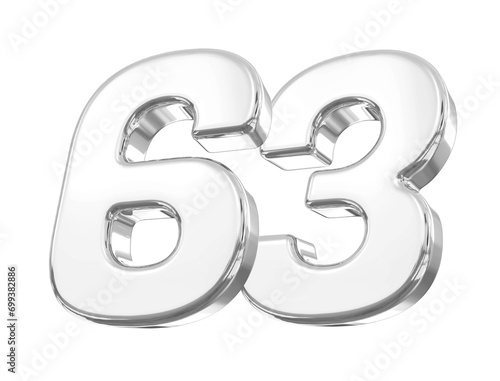 3D Silver Number 63