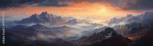 Mountain landscape at sunset © megavectors