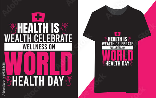Free vector world health day celebration T-shirt design
