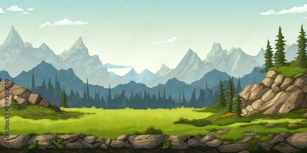 Video game style scrolling platform background backdrop illustration ...