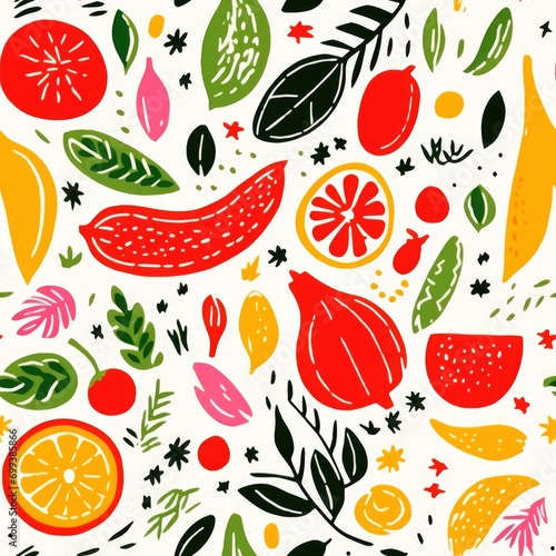 vegetables and fruits pattern background colorful illustration