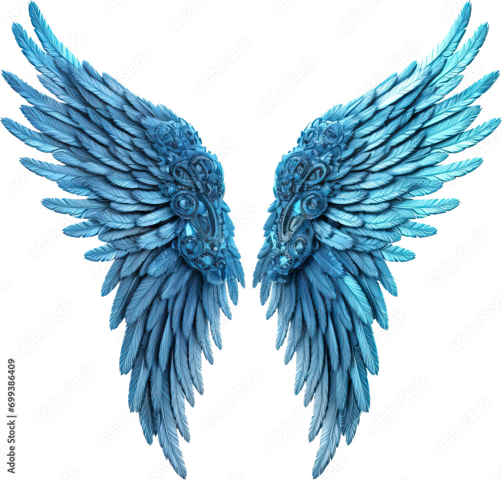 Blue angel wings isolated on transparent background. PNG Blue angel wings isolated on transparent background. PNG