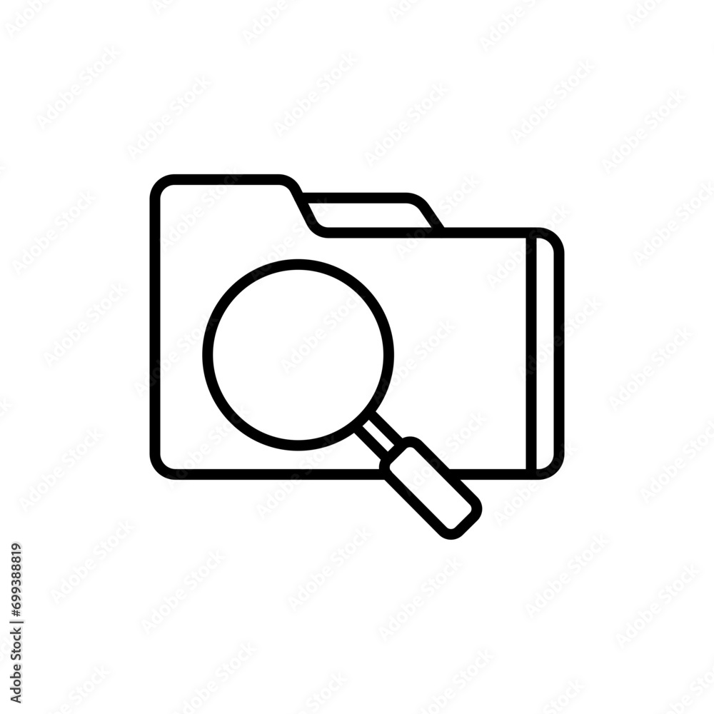 Folder search outline icons, minimalist vector illustration ,simple transparent graphic element .Isolated on white background