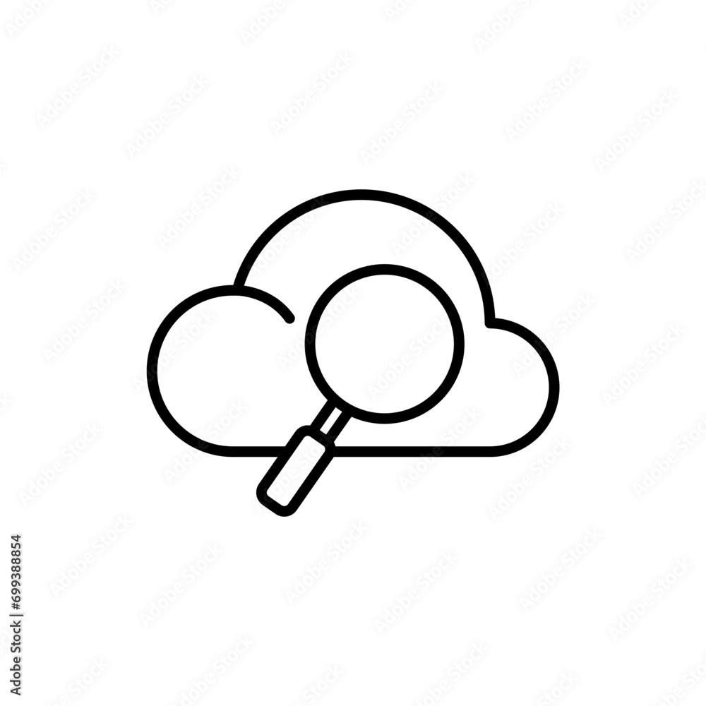Cloud search outline icons, minimalist vector illustration ,simple transparent graphic element .Isolated on white background Cloud search outline icons, minimalist vector illustration ,simple transparent graphic element .Isolated on white background