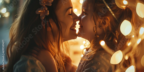 Close-up of happy mother and daughter looking at each other, Mother's day concept photo