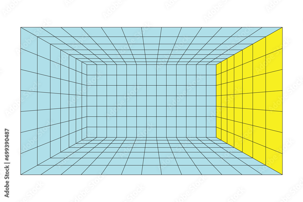 Perspective grid room background vector illustration. - obrazy, fototapety, plakaty 