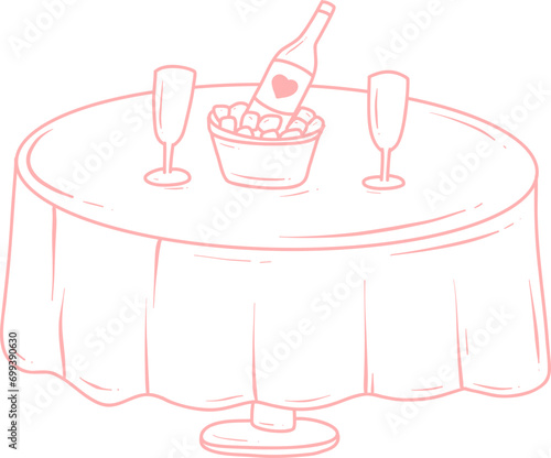 Elegant line art of a romantic table