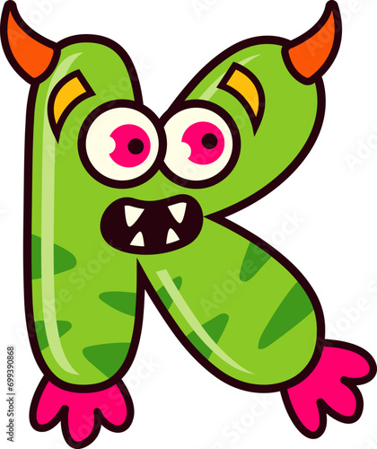 Children's Alphabet K with Cute Monster Letters photo