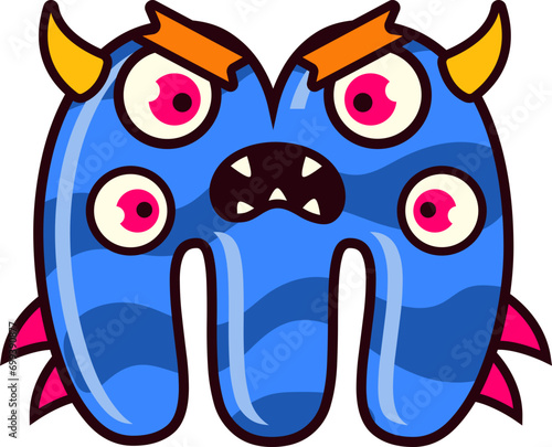 Cute Alphabet M Monsters Character