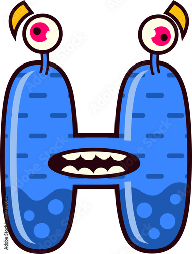 Funny Monsters Alphabet Letter H