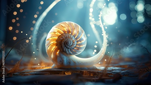 a snail showing the spiral of its photo