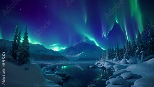 Beautiful Northern Lights Landscape photo