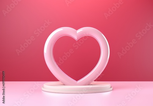 A white heart shaped object on a pink surface