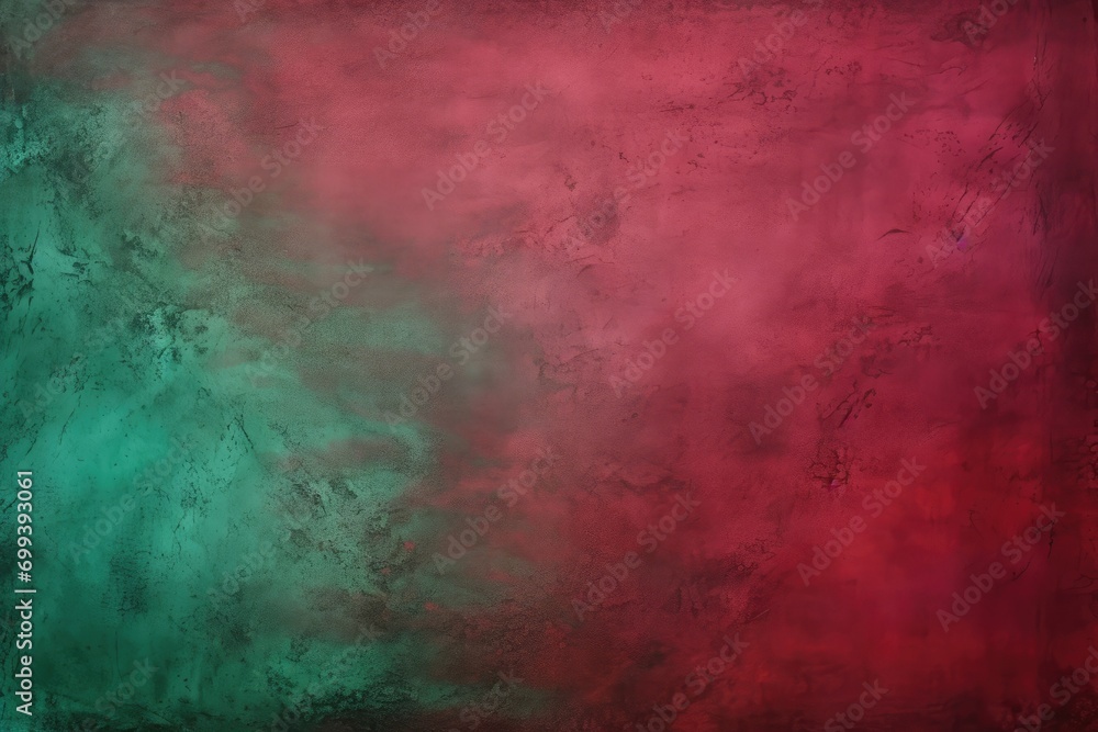 A painting of a red and green background
