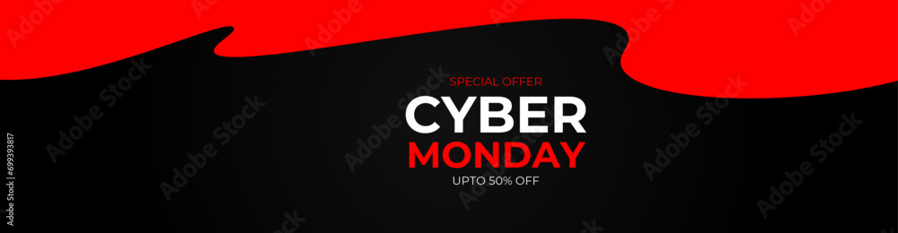Cyber Monday vector design template. Trendy concept of sale banner for online shopping. Promo text on lines distortion background. Suit for Banner, cover, flyer, website, backdrop. vector illustration