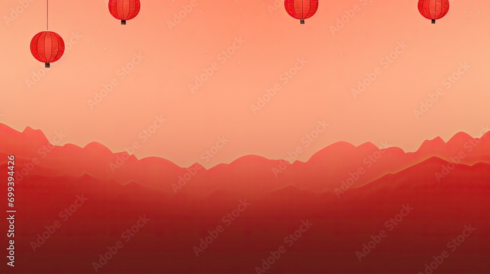 Fototapeta premium A minimalist Chinese New Year image with red and orange