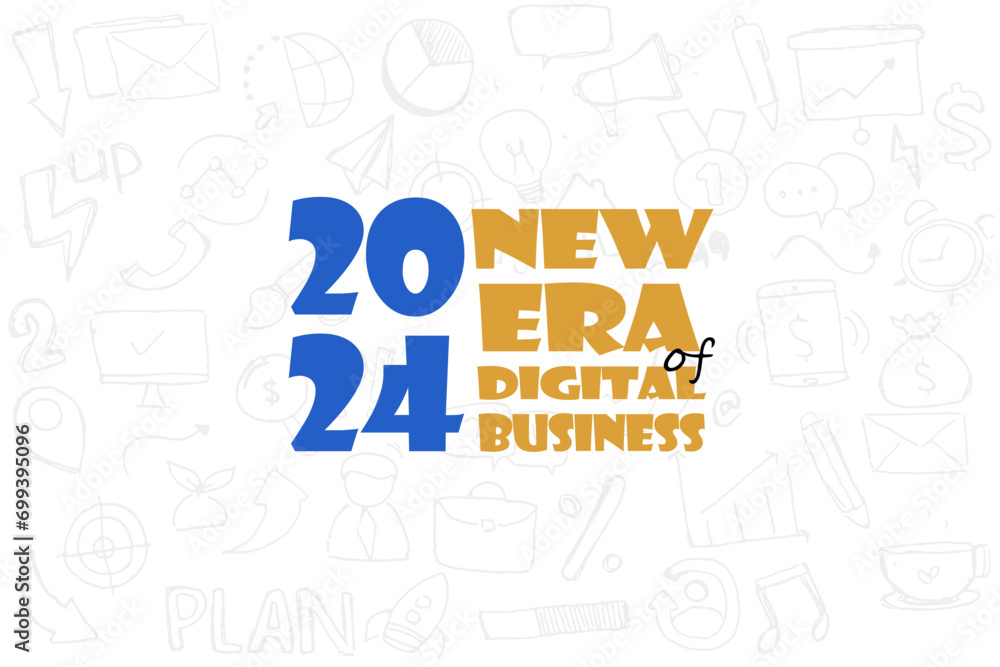 2024 new era of digital business banner, support business vector illustration