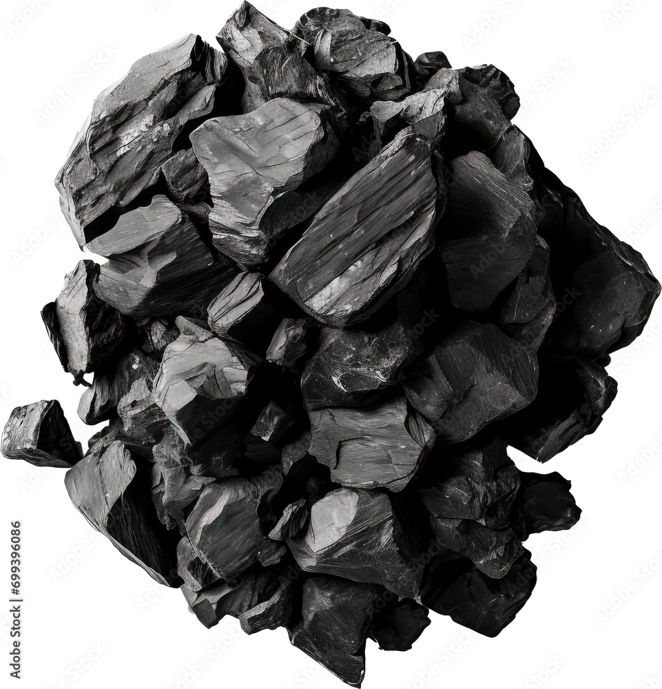 Lump of coal isolated on transparent background. PNG