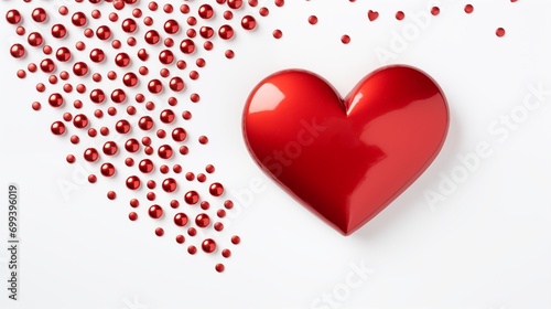 Wallpaper of red heart and small hearts on white background