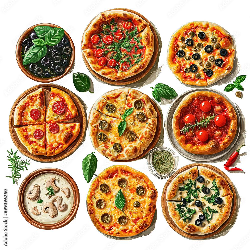 Set of Pizza Illustration Set of Pizza Illustration