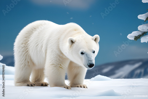 A cute baby polar bear in the snowy winter, creation ai, high quality, reality, Generative AI